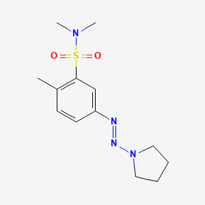 molecular formula C13H20N4O2S B14649114 N,N,2-Trimethyl-5-[(E)-(pyrrolidin-1-yl)diazenyl]benzene-1-sulfonamide CAS No. 50355-02-7