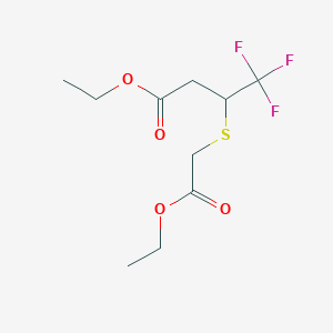 molecular formula C10H15F3O4S B14649238 Ethyl 3-[(2-ethoxy-2-oxoethyl)sulfanyl]-4,4,4-trifluorobutanoate CAS No. 51907-00-7