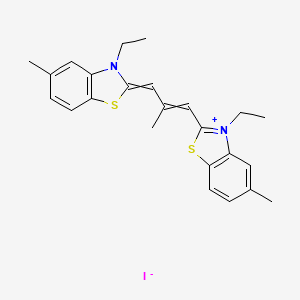 molecular formula C24H27IN2S2 B14649555 Benzothiazolium, 3-ethyl-2-[3-(3-ethyl-5-methyl-2(3H)-benzothiazolylidene)-2-methyl-1-propenyl]-5-methyl-, iodide CAS No. 42165-79-7