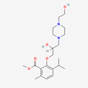 molecular formula C21H34N2O5 B14649592 p-Cymene-2-carboxylic acid, 3-(2-hydroxy-3-(4-(2-hydroxyethyl)-1-piperazinyl)propoxy)-, methyl ester CAS No. 53335-20-9