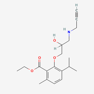 molecular formula C19H27NO4 B14649697 Ethyl 3-(2-hydroxy-3-(2-propynylamino)propoxy)-p-cymene-2-carboxylate CAS No. 53251-80-2