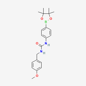 molecular formula C21H27BN2O4 B1464993 1-(4-Methoxybenzyl)-3-(4-(4,4,5,5-tetramethyl-1,3,2-dioxaborolan-2-yl)phenyl)urea CAS No. 874298-21-2