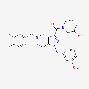 B1465000 [5-(3,4-Dimethylbenzyl)-1-(3-methoxybenzyl)-4,5,6,7-tetrahydro-1H-pyrazolo[4,3-c]pyridin-3-yl](3-hydroxy-1-piperidinyl)methanone CAS No. 1069971-00-1
