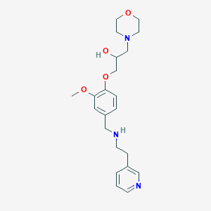 molecular formula C22H31N3O4 B1465003 1-[2-Methoxy-4-({[2-(3-pyridinyl)ethyl]amino}methyl)phenoxy]-3-(4-morpholinyl)-2-propanol CAS No. 1069700-72-6