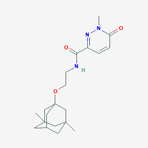 molecular formula C20H29N3O3 B1465004 N-{2-[(3,5-dimethyl-1-adamantyl)oxy]ethyl}-1-methyl-6-oxo-1,6-dihydro-3-pyridazinecarboxamide CAS No. 1070458-32-0