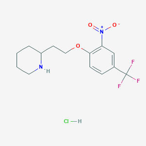 molecular formula C14H18ClF3N2O3 B1465008 2-{2-[2-硝基-4-(三氟甲基)苯氧基]-乙基}哌啶盐酸盐 CAS No. 1220016-87-4