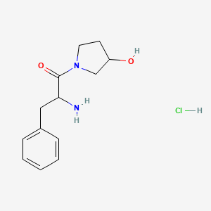 molecular formula C13H19ClN2O2 B1465021 2-Amino-1-(3-hydroxy-1-pyrrolidinyl)-3-phenyl-1-propanone hydrochloride CAS No. 1236272-34-6
