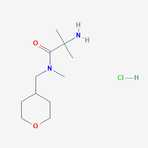 molecular formula C11H23ClN2O2 B1465024 2-Amino-N,2-dimethyl-N-(tetrahydro-2H-pyran-4-ylmethyl)propanamide hydrochloride CAS No. 1220031-52-6