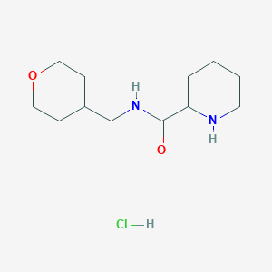 molecular formula C12H23ClN2O2 B1465052 N-(Tetrahydro-2H-pyran-4-ylmethyl)-2-piperidinecarboxamide hydrochloride CAS No. 1236256-57-7