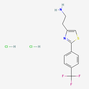molecular formula C12H13Cl2F3N2S B1465083 (2-{2-[4-(Trifluoromethyl)phenyl]-1,3-thiazol-4-yl}ethyl)amine dihydrochloride CAS No. 1332531-22-2