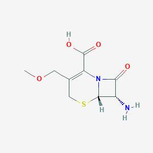 molecular formula C9H12N2O4S B146509 (6R,7R)-7-Amino-3-(methoxymethyl)-8-oxo-5-thia-1-azabicyclo[4.2.0]oct-2-ene-2-carboxylic acid CAS No. 24701-69-7