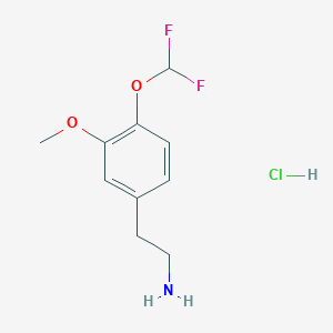 molecular formula C10H14ClF2NO2 B1465150 2-[4-(Difluoromethoxy)-3-methoxyphenyl]ethan-1-amine hydrochloride CAS No. 1311315-36-2