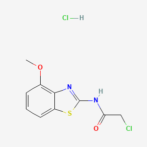molecular formula C10H10Cl2N2O2S B1465151 2-氯-N-(4-甲氧基-1,3-苯并噻唑-2-基)乙酰胺盐酸盐 CAS No. 1311317-98-2
