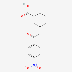 molecular formula C15H17NO5 B1465156 cis-3-[2-Oxo-2-(4-nitrophenyl)ethyl]-cyclohexane-1-carboxylic acid CAS No. 735275-45-3