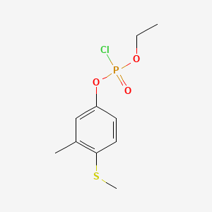 molecular formula C10H14ClO3PS B14651823 Phosphorochloridic acid, ethyl 3-methyl-4-(methylthio)phenyl ester CAS No. 41938-28-7