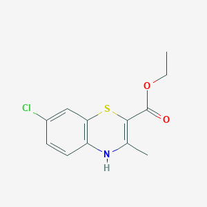 molecular formula C12H12ClNO2S B14652134 ethyl 7-chloro-3-methyl-4H-1,4-benzothiazine-2-carboxylate CAS No. 51571-58-5