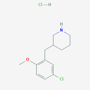 molecular formula C13H19Cl2NO B1465222 3-[(5-Chloro-2-methoxyphenyl)methyl]piperidine hydrochloride CAS No. 1354951-69-1