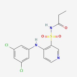 molecular formula C14H13Cl2N3O3S B14652348 N-((4-((3,5-Dichlorophenyl)amino)-3-pyridinyl)sulfonyl)propanamide CAS No. 52158-02-8