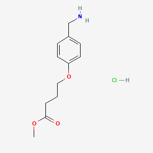 molecular formula C12H18ClNO3 B1465236 Methyl 4-[4-(aminomethyl)phenoxy]butanoate hydrochloride CAS No. 916199-35-4