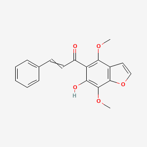 molecular formula C19H16O5 B14652490 2-Propen-1-one, 1-(6-hydroxy-4,7-dimethoxy-5-benzofuranyl)-3-phenyl- CAS No. 49572-76-1