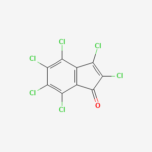 molecular formula C9Cl6O B14652533 2,3,4,5,6,7-Hexachloro-1h-inden-1-one CAS No. 53135-87-8