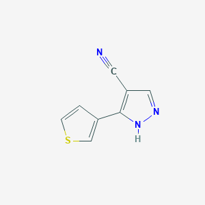 molecular formula C8H5N3S B1465275 3-(thiophen-3-yl)-1H-pyrazole-4-carbonitrile CAS No. 1072206-52-0