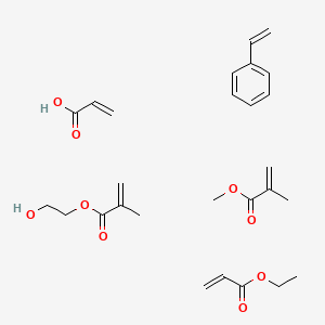 molecular formula C27H38O9 B14652771 Ethyl prop-2-enoate;2-hydroxyethyl 2-methylprop-2-enoate;methyl 2-methylprop-2-enoate;prop-2-enoic acid;styrene CAS No. 52030-79-2