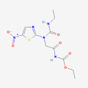 molecular formula C11H15N5O6S B14652794 ethyl N-[2-[ethylcarbamoyl-(5-nitro-1,3-thiazol-2-yl)amino]acetyl]carbamate CAS No. 50384-89-9