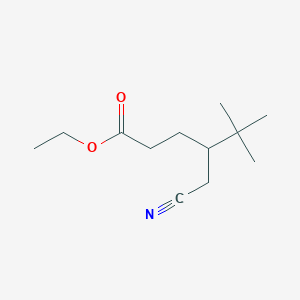 molecular formula C12H21NO2 B14652890 Ethyl 4-(cyanomethyl)-5,5-dimethylhexanoate CAS No. 52162-20-6