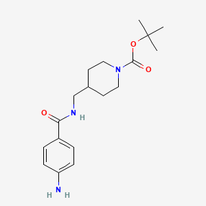 molecular formula C18H27N3O3 B1465308 Tert-butyl 4-((4-aminobenzamido)methyl)piperidine-1-carboxylate CAS No. 1082444-97-0