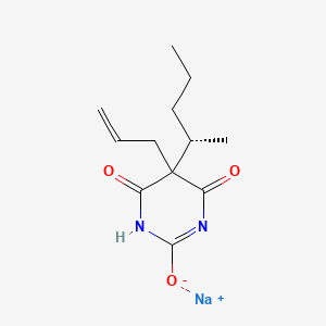 molecular formula C12H17N2NaO3 B14653116 Barbituric acid, 5-allyl-5-(1-methylbutyl)-, sodium salt, S(-)- CAS No. 51165-37-8