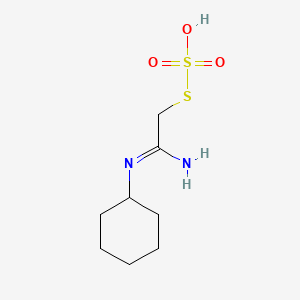 molecular formula C8H16N2O3S2 B14653182 Methanethiol, (N-cyclohexyl)amidino-, hydrogen sulfate (ester) CAS No. 40283-55-4