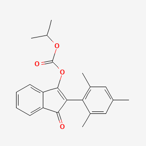 molecular formula C22H22O4 B14653627 Carbonic acid, 1-methylethyl-, 1-oxo-2-(2,4,6-trimethylphenyl)-1H-inden-3-yl ester CAS No. 40580-61-8