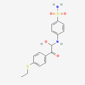 molecular formula C16H18N2O4S2 B14653723 Benzenesulfonamide, 4-((2-(4-(ethylthio)phenyl)-1-hydroxy-2-oxoethyl)amino)- CAS No. 53066-86-7