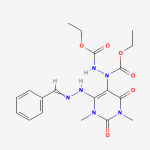 molecular formula C19H24N6O6 B14654249 ethyl N-[4-(2-benzylidenehydrazinyl)-1,3-dimethyl-2,6-dioxopyrimidin-5-yl]-N-(ethoxycarbonylamino)carbamate CAS No. 49810-16-4