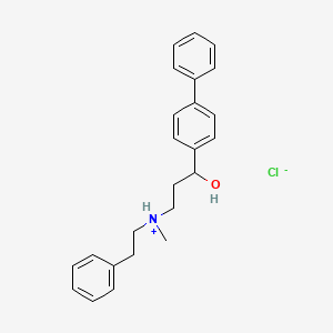 molecular formula C24H28ClNO B14654534 alpha-(2-(Methylphenethylamino)ethyl)-4-biphenylmethanol hydrochloride CAS No. 50910-19-5
