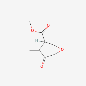 molecular formula C10H12O4 B14654697 1,5-Dimethyl-3-methylene-4-oxo-6-oxabicyclo(3.1.0)hexane-2-carboxylic acid methyl ester CAS No. 52775-89-0