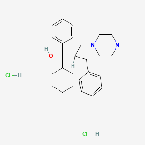 molecular formula C27H40Cl2N2O B14654729 beta-Benzyl-alpha-cyclohexyl-4-methyl-alpha-phenyl-1-piperazinepropanol dihydrochloride CAS No. 40502-70-3