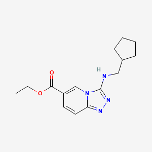 molecular formula C15H20N4O2 B1465473 Ethyl 3-[(cyclopentylmethyl)amino][1,2,4]triazolo[4,3-a]pyridine-6-carboxylate CAS No. 1353500-04-5