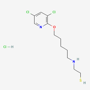 molecular formula C12H19Cl3N2OS B14654897 Ethanethiol, 2-(5-(3,5-dichloro-2-pyridyloxy)pentyl)amino-, hydrochloride CAS No. 41287-51-8