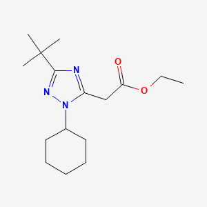 molecular formula C16H27N3O2 B1465501 Ethyl 2-[3-(tert-butyl)-1-cyclohexyl-1H-1,2,4-triazol-5-yl]acetate CAS No. 1353506-97-4