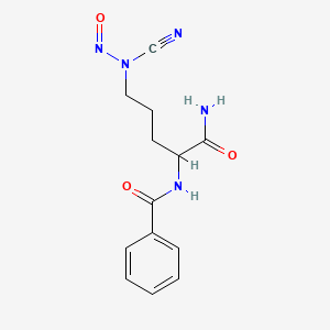 molecular formula C13H15N5O3 B14655237 Cyanamide, N-(4-benzamido-4-carbamoylbutyl)-N-nitroso- CAS No. 42242-72-8