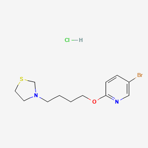 molecular formula C12H18BrClN2OS B14655278 Thiazolidine, 3-(4-(5-bromo-2-pyridyloxy)butyl)-, hydrochloride CAS No. 41287-77-8
