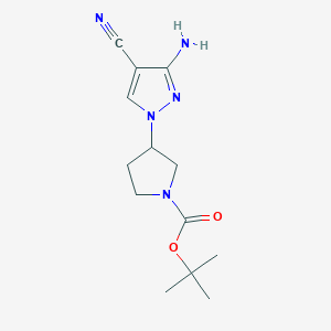 molecular formula C13H19N5O2 B1465530 tert-Butyl 3-(3-amino-4-cyano-1H-pyrazol-1-yl)-1-pyrrolidinecarboxylate CAS No. 1353500-00-1