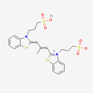 molecular formula C24H26N2O6S2Se2 B14655301 Hydrogen 2-(2-methyl-3-(3-(3-sulphonatopropyl)-3H-benzoselenazol-2-ylidene)prop-1-enyl)-3-(3-sulphonatopropyl)benzoselenazolium CAS No. 52685-95-7