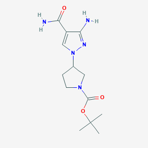 molecular formula C13H21N5O3 B1465579 tert-Butyl 3-[3-amino-4-(aminocarbonyl)-1H-pyrazol-1-yl]-1-pyrrolidinecarboxylate CAS No. 1353505-98-2