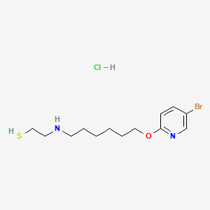 molecular formula C13H22BrClN2OS B14657091 Ethanethiol, 2-(6-(5-bromo-2-pyridyloxy)hexyl)amino-, hydrochloride CAS No. 41287-56-3
