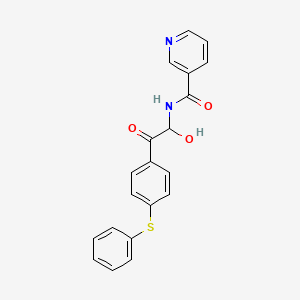 molecular formula C20H16N2O3S B14657261 N-(1-Hydroxy-2-oxo-2-(4-(phenylthio)phenyl)ethyl)-3-pyridinecarboxamide CAS No. 42069-31-8