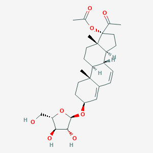 molecular formula C28H40O8 B146573 (3beta)-17-(Acetyloxy)-3-(alpha-L-arabinofuranosyloxy)pregna-4,6-dien-20-one CAS No. 129990-43-8