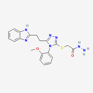 molecular formula C20H21N7O2S B14657360 Acetic acid, ((5-(2-(1H-benzimidazol-2-yl)ethyl)-4-(p-tolyl)-4H-1,2,4-triazol-3-yl)thio)-, hydrazide CAS No. 38911-97-6